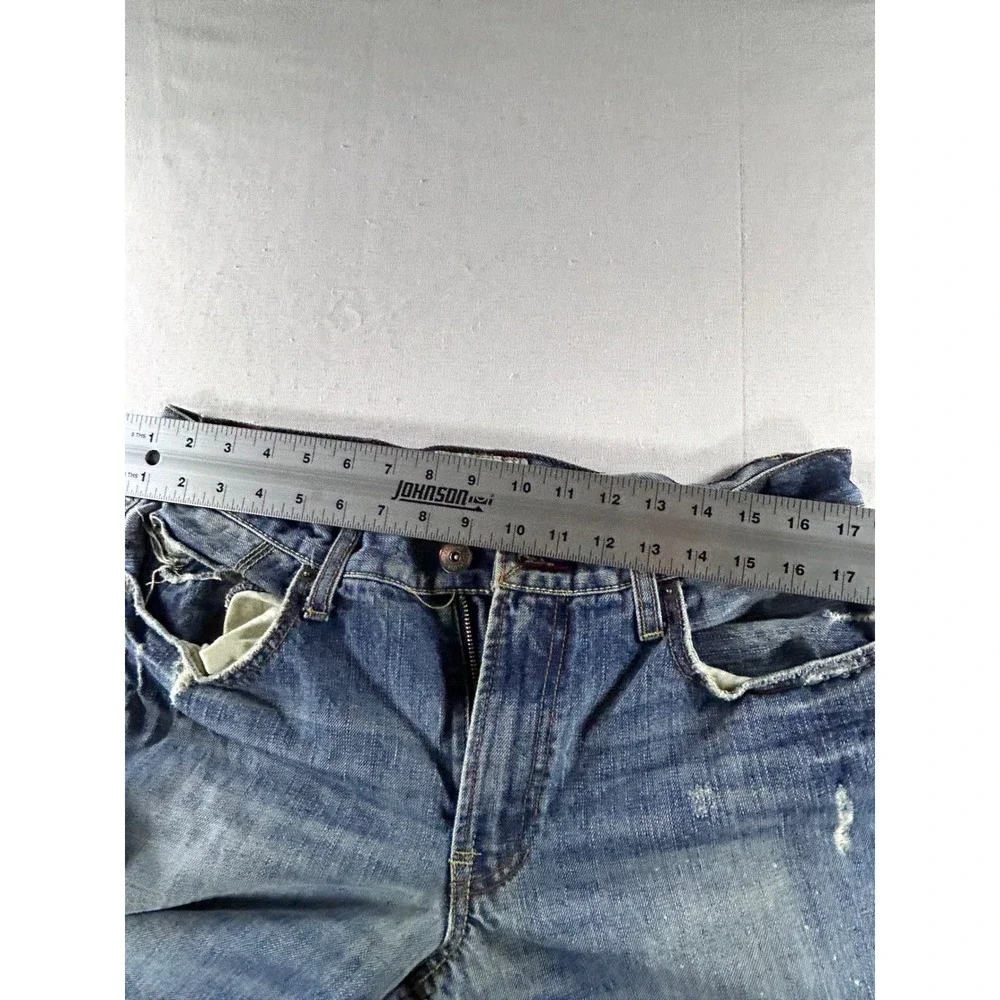 Aeropostale Mens Distressed Straight Leg Jeans‎ Blue Medium Wash Denim 33x27